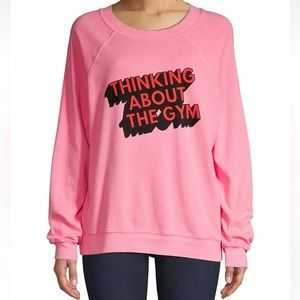 NWT Wildfox Thinking About The Gym crew in Bubblegum